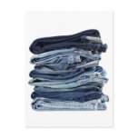 Stack of blue jeans postcards
