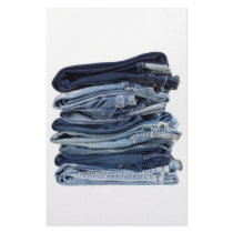 Stack of blue jeans personalized stationery