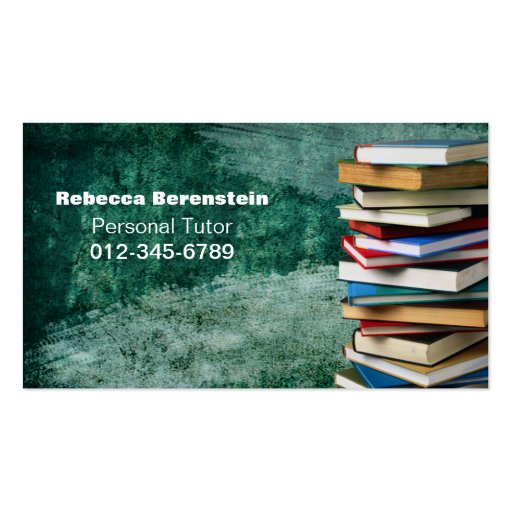 Stack of Books Private Tutor Emerald Business Card