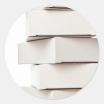 Stack of boxes round stickers