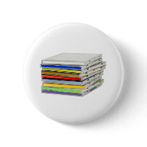 Stack of CD casings Pinback Buttons
