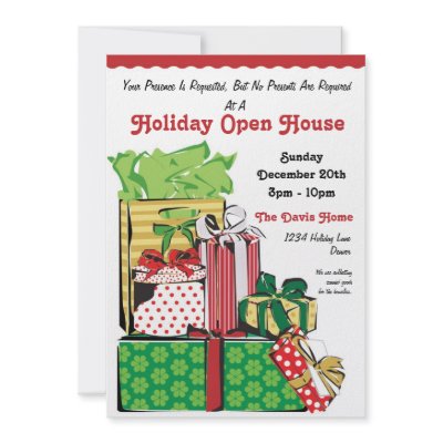 Stack of Holiday Gifts Personalized Invite by MissNNick