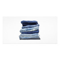 Stack of jeans photo card