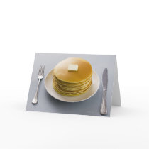 Stack of pancakes with butter on a plate cards
