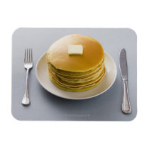 Stack of pancakes with butter on a plate rectangle magnets