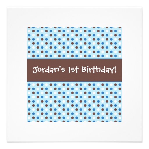 Stacked Cupcakes 1st Birthday Party with polkadots Personalized Invitation