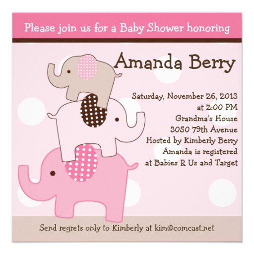 Stacked Elephants with dots Baby Shower Invitation