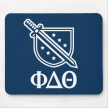 Stacked Logo and Letters - Blue  and White Mouse Pad