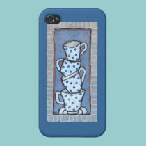 stacked polka dotted teacups iphone case iphone cases