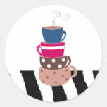 Stacking Coffee Cups Round Sticker