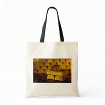 Stacks of gold bars bags