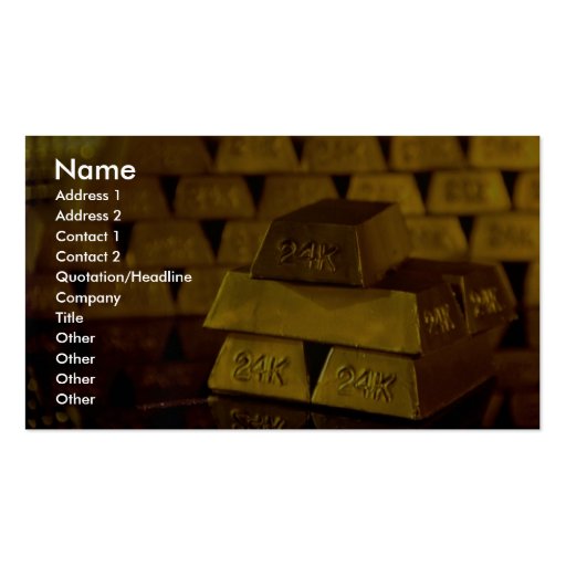 Stacks of gold bars business card templates (front side)