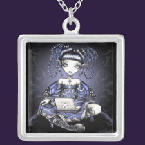 "Stacy" Blue Victorian Lap Top Fairy Necklace necklaces