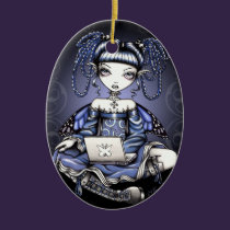"Stacy" Blue Victorian Lap Top Fairy Ornament ornaments