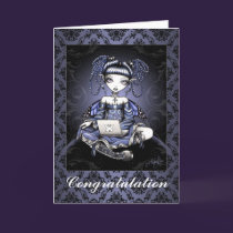 "Stacy" Cute Blue Lap Top Fairy Art Card cards