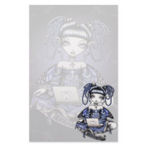 "Stacy" Cute Blue Lap Top Fairy Art Stationery