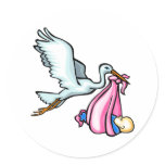 Stacy Stork Round Stickers