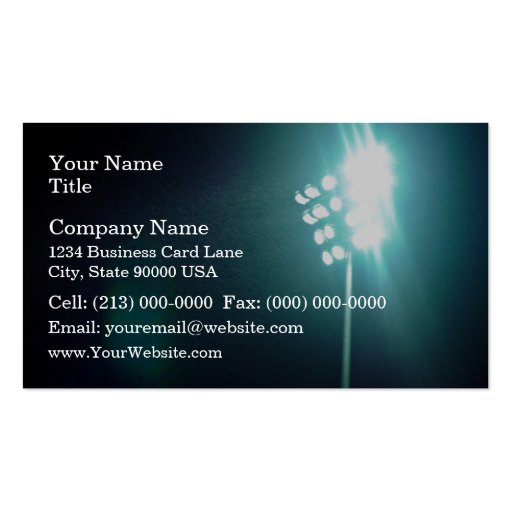 Stadium lights business card (front side)