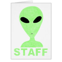 Staff Little Green Men Blank Greeting Card