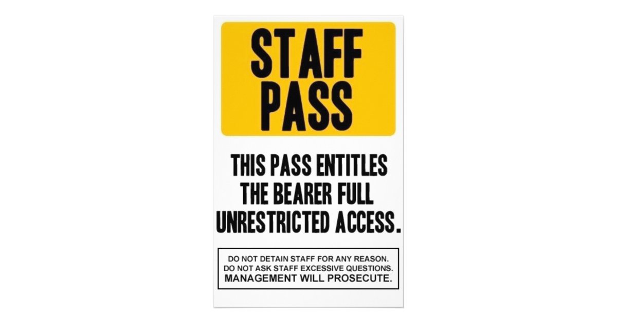 Staff Pass Stationery Zazzle