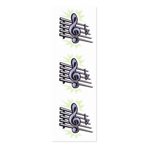 staff treble cleft music note design bookmark business card templates (front side)