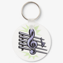 staff treble cleft music note design keychains