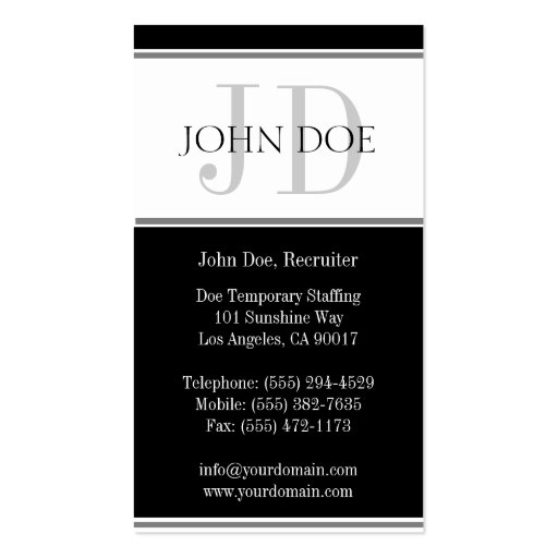 Staffing Agency Stripe W/W Business Card (back side)