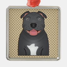 Staffordshire Bull Terrier Cartoon Christmas Tree Ornament