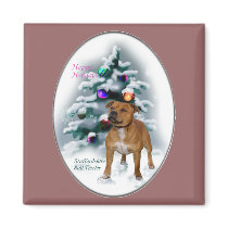 Staffordshire Bull Terrier Christmas Gifts magnets