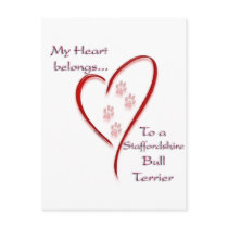 Staffordshire Bull Terrier Heart Belongs postcards
