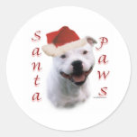 Staffordshire Bull Terrier Santa Paws Round Stickers