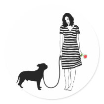 Staffordshire Bull Terrier Round Stickers