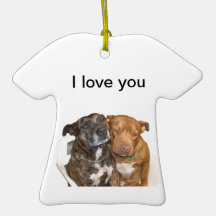 Staffy blanco te amo adornos