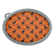 Stag Deer on Bright Orange Belt Buckle