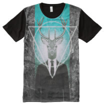 stag, funny, hipster, vintage, geometric, cool, stag in suit, photography, deer, all-over printed panel t-shirt, classy, buck, animal, triangle, moose, graphic, design, creative art, wild, animals, men&#39;s american apparel, [[missing key: type_jakprints_panelte]] with custom graphic design