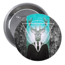 stag, classy, triangle, cool, stag in suit, vintage, original, art, hipster, photography, buck, animal, moose, graphic, design, creative art, wild, animals, round button, Botão/pin com design gráfico personalizado