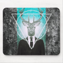 stag, classy, triangle, cool, stag in suit, vintage, original, art, hipster, mousepad, 90s, shapes, buck, animal, moose, graphic, design, creative art, photography, wild, animals, mousepads, Mouse pad com design gráfico personalizado