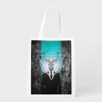 stag, hipster, triangle, cool, stag in suit, vintage, original, deer, funny, reusable bag, classy, buck, animal, moose, graphic, design, creative art, photography, wild, animals, reusable, grocery, bag, [[missing key: type_reusableba]] with custom graphic design