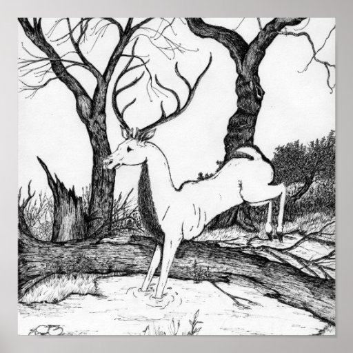 Stag leaping poster