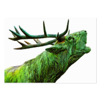 Stag Reindeer Head - Green Business Card
