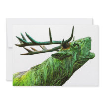 Stag Reindeer Head - Green Personalized Announcement