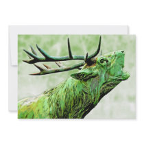 Stag Reindeer Head - Pale Green Back Announcement