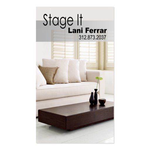 "Stage It" Home Stager, Interior Designer, Realtor Business Card Templates (front side)