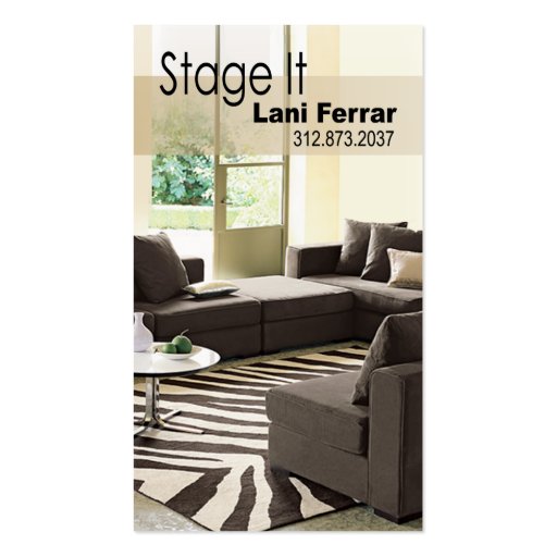 "Stage It" Home Stager, Interior Designer, Realtor Business Card Template (front side)
