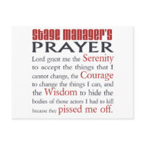 Stage Manager's Prayer Postcard