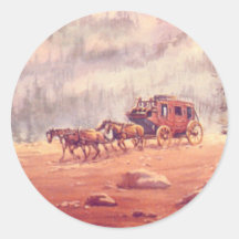 STAGECOACH & HORSES by SHARON SHARPE Stickers