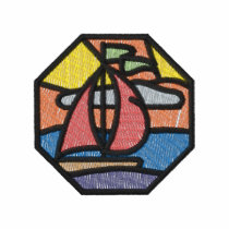 Stain Glass Sailboat Scene embroidered shirts by ZazzleEmbroidery Stain Glass Sailboat Scene embroidered shirts