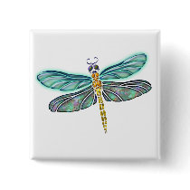 Stained Glass & Abalone Shell Dragonfly Buttons