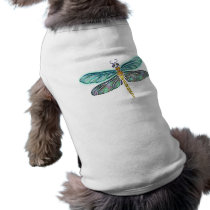 Stained Glass & Abalone Shell Dragonfly Dog Tshirt