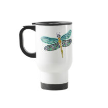 Stained Glass & Abalone Shell Dragonfly Coffee Mugs